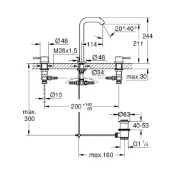 Grohe Essence 3 Delikli Lavabo BataryasıL-Boyut - 20299001 - 2