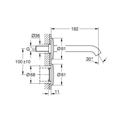 Grohe Essence E Ankastre Fotoselli Lavabo Bataryası, Tek Su Girişli - 36447000 - 2