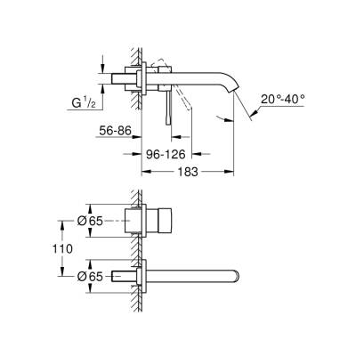 Grohe Essence İki Delikli Lavabo BataryasıM-Boyut - 19408001 - 2