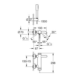 Grohe Essence Tek Kumandalı Banyo Bataryası - 33628001 - 2