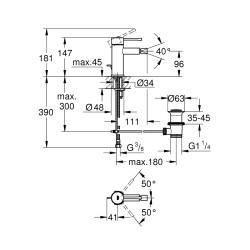 Grohe Essence Tek Kumandalı Bide Bataryası S-Boyut - 32935Gl1 - 2