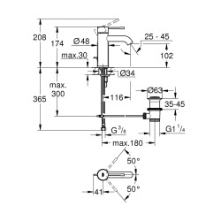 Grohe Essence Tek Kumandalı Lavabo Bataryası S-Boyut - 23589001 - 2