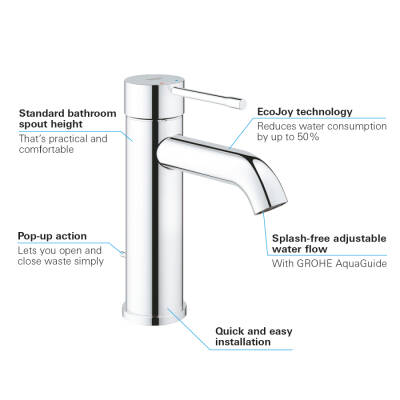 Grohe Essence Tek Kumandalı Lavabo Bataryası S-Boyut - 23589001 - 3