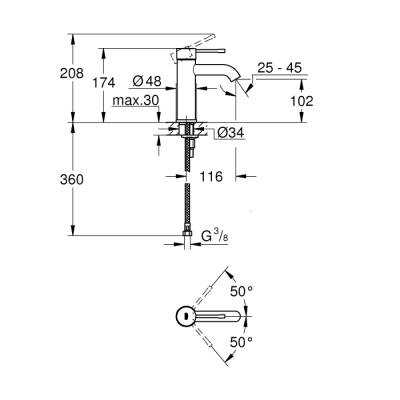 Grohe Essence Tek Kumandalı Lavabo Bataryası S-Boyut - 23590A01 - 2