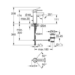 Grohe Essence Tek Kumandalı Lavabo Bataryası S-Boyut - 32898001 - 2