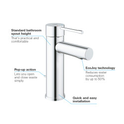 Grohe Essence Tek Kumandalı Lavabo Bataryası S-Boyut - 32898001 - 3