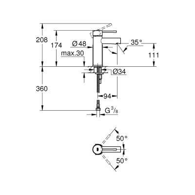 Grohe Essence Tek Kumandalı Lavabo Bataryası S-Boyut - 34294001 - 2