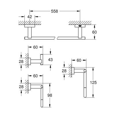 Grohe Essentials Cube 4Ü Bir Arada Banyo Aksesuar Seti - 40778001 - 2