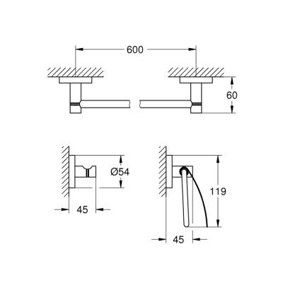 Grohe Essentials Guest 3Ü 1 Arada Banyo Aksesuar Seti - 40775001 - 2