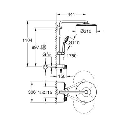 Grohe Euphoria Smartcontrol 310 Duo Duş Sistemi Duvara Monte Termostatik Bataryalı Duş Sistemi - 26507A00 - 2