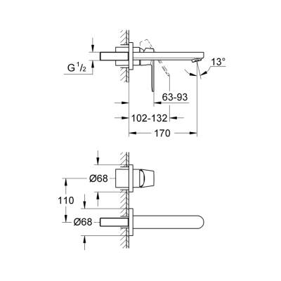 Grohe Eurocosmo 2 Delikli Lavabo BataryasıS-Boyut - 19381000 - 2