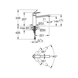 Grohe Eurocosmo Tek Kumandalı Eviye Bataryası - 30193000 - 2