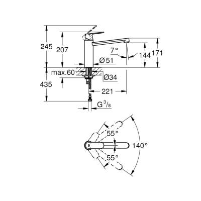 Grohe Eurocosmo Tek Kumandalı Eviye Bataryası - 30193000 - 2