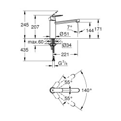 Grohe Eurocosmo Tek Kumandalı Eviye Bataryası - 30193DC0 - 2