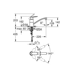 Grohe Eurocosmo Tek Kumandalı Eviye Bataryası - 32842000 - 2