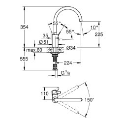 Grohe Eurocosmo Tek Kumandalı Eviye Bataryası - 3284320E - 2