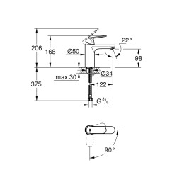 Grohe Eurocosmo Tek Kumandalı Lavabo Bataryası M-Boyut - 2339800E - 2