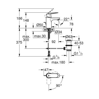 Grohe Eurocosmo Tek Kumandalı Lavabo Bataryası S-Boyut - 2337700E - 2