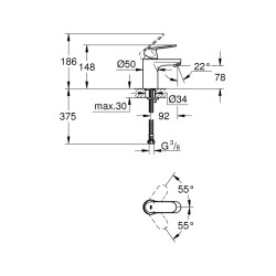 Grohe Eurocosmo Tek Kumandalı Lavabo Bataryası S-Boyut - 32824000 - 2