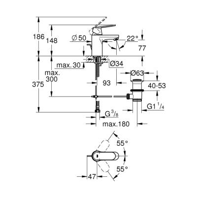 Grohe Eurocosmo Tek Kumandalı Lavabo Bataryası S-Boyut - 3282500E - 2