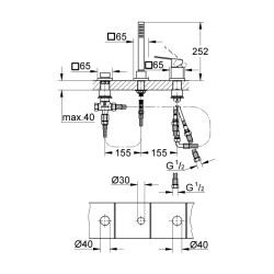 Grohe Eurocube 3 Delikli Banyo Kombinasyonu - 19966000 - 2