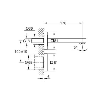 Grohe Eurocube E Ankastre Fotoselli Lavabo Bataryası, Tek Su Girişli - 36442000 - 2