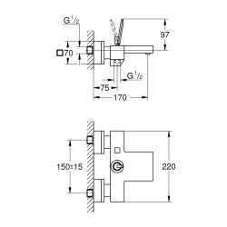 Grohe Eurocube Joy Tek Kumandalı Banyo Bataryası - 23666000 - 2