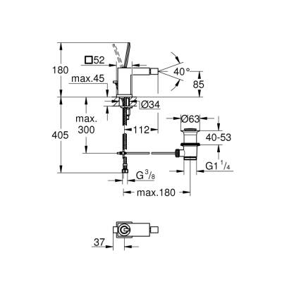 Grohe Eurocube Joy Tek Kumandalı Bide Bataryası - 23664000 - 2