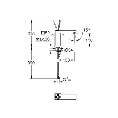 Grohe Eurocube Joy Tek Kumandalı Lavabo Bataryası M-Boyut - 23658000 - 2