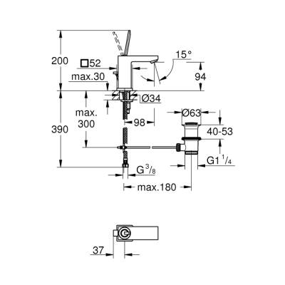 Grohe Eurocube Joy Tek Kumandalı Lavabo Bataryası S-Boyut - 23654000 - 2