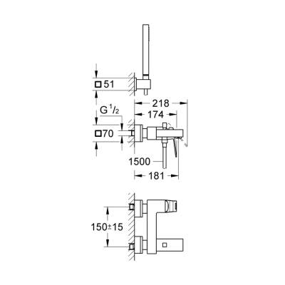 Grohe Eurocube Tek Kumandalı Banyo Bataryası - 23141000 - 2