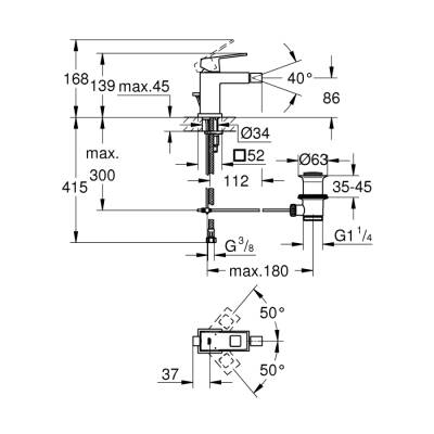 Grohe Eurocube Tek Kumandalı Bide Bataryası S-Boyut - 23138Dc0 - 2