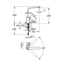 Grohe Eurocube Tek Kumandalı Eviye Bataryası - 31255000 - 2