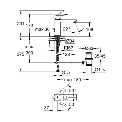 Grohe Eurocube Tek Kumandalı Lavabo Bataryası M-Boyut - 23445000 - 2