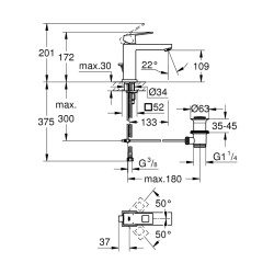 Grohe Eurocube Tek Kumandalı Lavabo Bataryası M-Boyut - 23445Al0 - 2