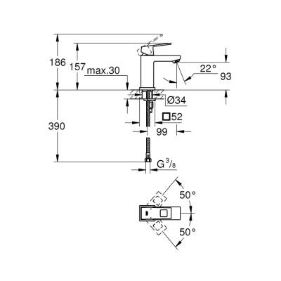 Grohe Eurocube Tek Kumandalı Lavabo Bataryası S-Boyut - 2313200E - 2