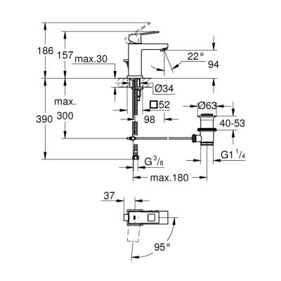 Grohe Eurocube Tek Kumandalı Lavabo Bataryası S-Boyut - 2339000E - 2