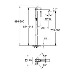 Grohe Eurocube Yerden Küvet Bataryası - 23672Al1 - 2