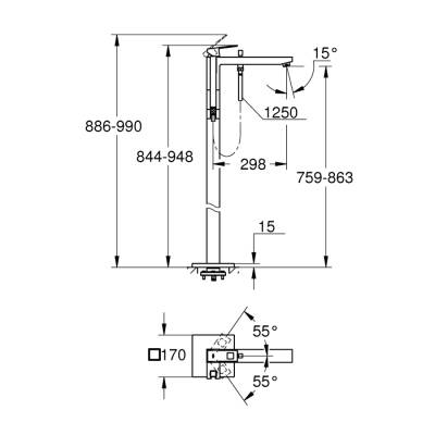 Grohe Eurocube Yerden Küvet Bataryası - 23672Al1 - 2