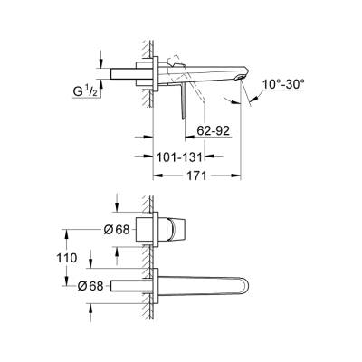 Grohe Eurodisc Cosmopolitan İki Delikli Lavabo BataryasıM-Boyut - 19573002 - 2