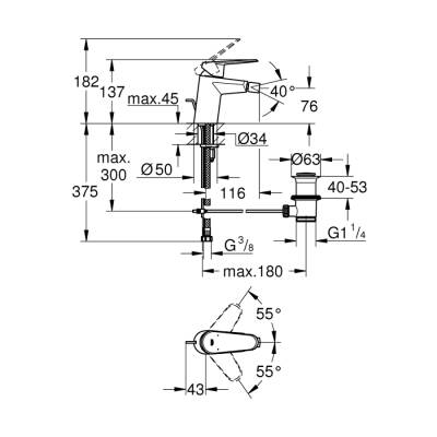 Grohe Eurodisc Cosmopolitan Tek Kumandalı Bide Bataryası S-Boyut - 33244002 - 2