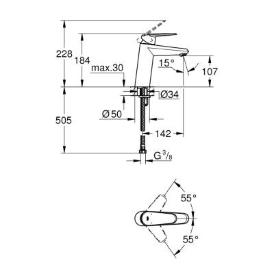 Grohe Eurodisc Cosmopolitan Tek Kumandalı Lavabo Bataryası M-Boyut - 23449002 - 2