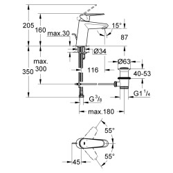 Grohe Eurodisc Cosmopolitan Tek Kumandalı Lavabo Bataryası S - Boyut - 33183002 - 2