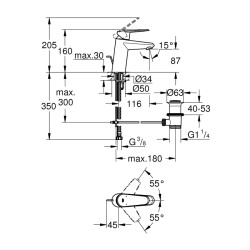 Grohe Eurodisc Cosmopolitan Tek Kumandalı Lavabo Bataryası S-Boyut - 3319020E - 2