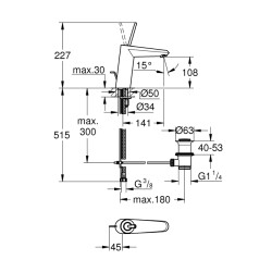 Grohe Eurodisc Joy Tek Kumandalı Lavabo Bataryası M-Boyut - 23427000 - 2