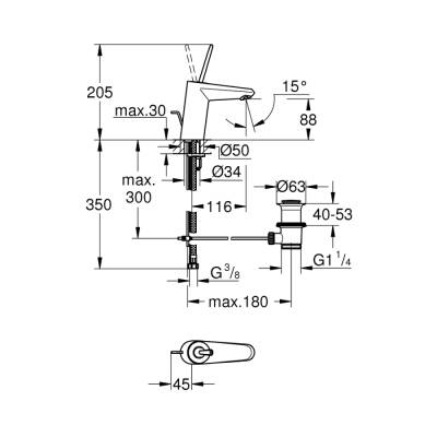 Grohe Eurodisc Joy Tek Kumandalı Lavabo Bataryası S-Boyut - 23425000 - 2