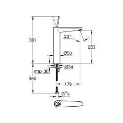 Grohe Eurodisc Joy Tek Kumandalı Lavabo Bataryası Xl-Boyut - 23428000 - 2