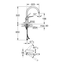 Grohe Euroeco Special Tek Kumandalı Eviye Bataryası - 32786000 - 2