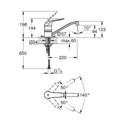 Grohe Euroeco Special Tek Kumandalı Eviye Bataryası - 32787000 - 2