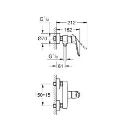 Grohe Eurosmart Tek Kumandalı Duş Bataryası - 25242003 - 2